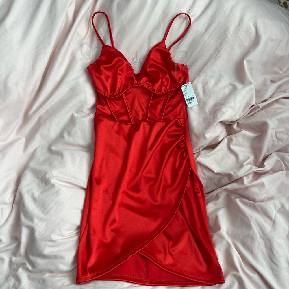 Red Bodycon Satin Dress